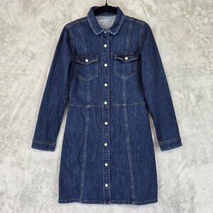 Gap Kids Dress Girls XL 12-13 Blue Denim Snap Front Long Sleeve Shirt Casual